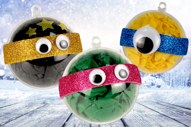 Boules de Noël - personnages rigolos - Caoutchouc Mousse - 10doigts.fr