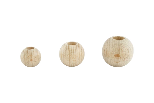 Boules en bois percée pour macramé - Perles Bois - 10doigts.fr