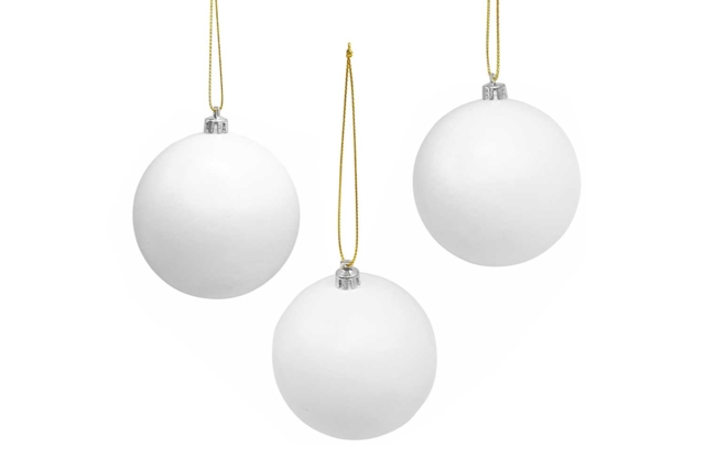 Boules en plastique blanc mat diamètre 8 cm x 3 pcs - Boules de Noël DIY - 10doigts.fr