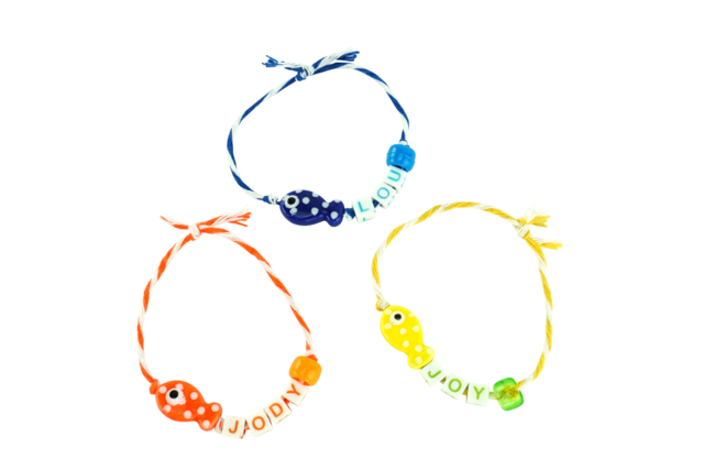 braceket Perles poissons en céramique  - Bijoux de plage - 10doigts.fr