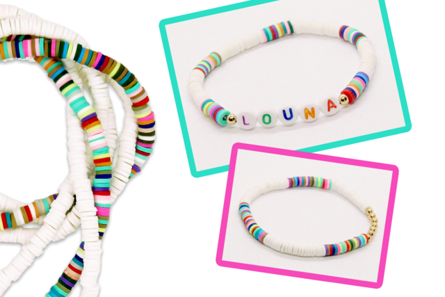 Bracelet avec des perles Heishi - Perles Plastique - 10doigts.fr