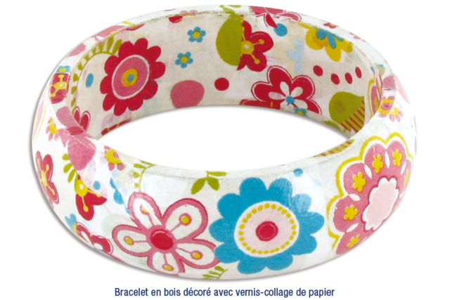 Bracelet en bois vernis-collé - Vernis-Collage - Arts plastiques - 10doigts.fr