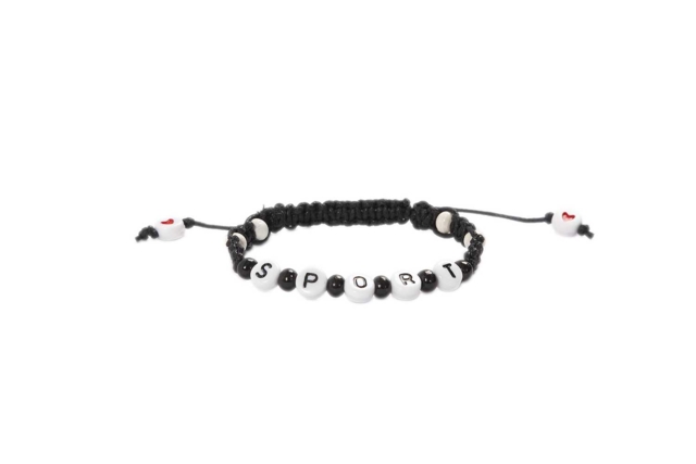 bracelet noir sport - Cordons queue de rat - 10doigts.fr