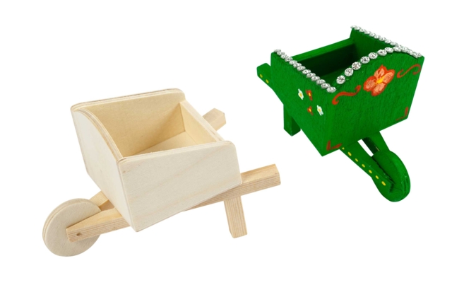 Brouette en bois miniature peinte - Univers Miniature : maison de poupée et miniatures - 10doigts.fr