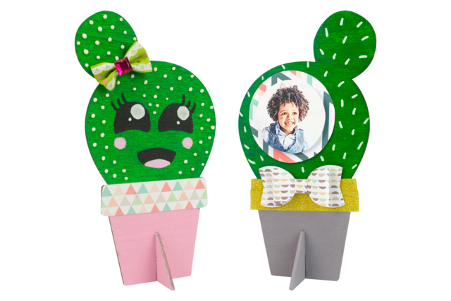 Cactus à offrir - Supports plats en bois - 10doigts.fr