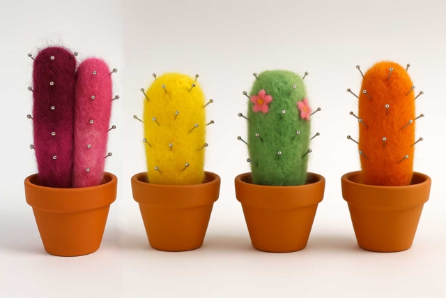 cactus en laine cardée - Feutrage, laine cardée - 10doigts.fr