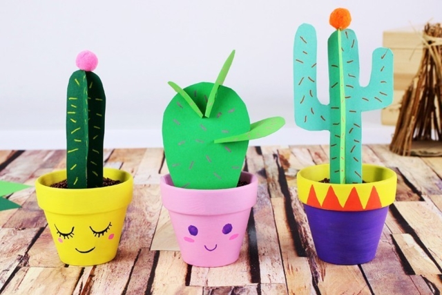 Cactus en papier - Supports en céramique à décorer - 10doigts.fr