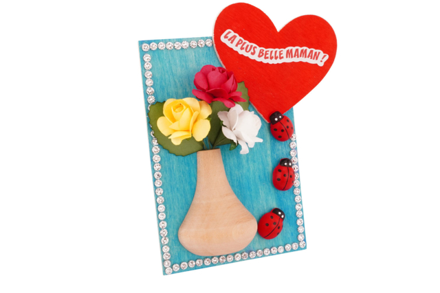 cadeau fête desmères vase fleur - Déco en bois brut - 10doigts.fr