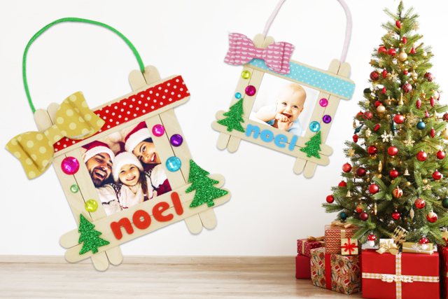 Cadre de Noël à accrocher dans le sapin - Accessoires en bois - 10doigts.fr