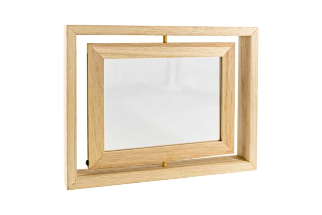 Cadre double bois face pivotant, fenêtre acrylique  - Cadres photos en bois - 10doigts.fr
