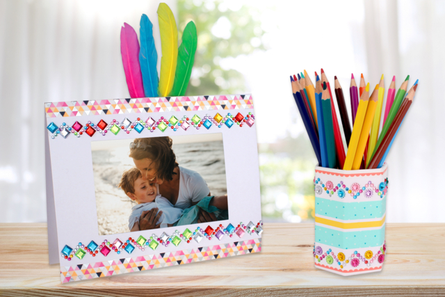 Cadre et pot à crayons Fête des mères - Cadres en carton - 10doigts.fr
