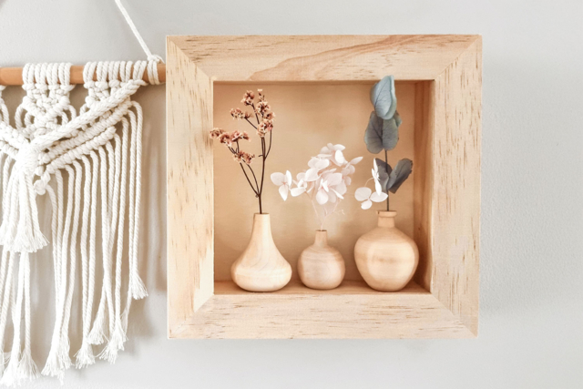 cadre mini vases en bois  - Objets bois pour la maison - 10doigts.fr