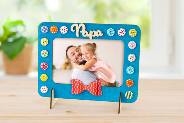 cadre papa bleu - Déco en bois brut - 10doigts.fr