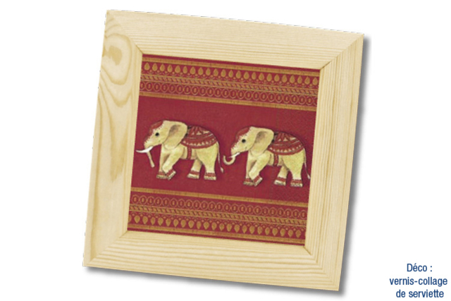 Cadre photo vide poche carré deco elephant - Cadres photos en bois - 10doigts.fr