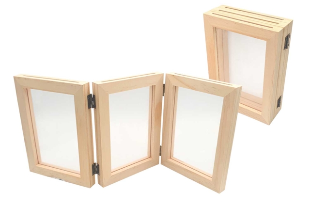 Cadre triptyque double face en bois  - Cadres photos en bois - 10doigts.fr