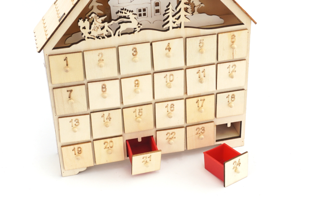 calendrier avent chalet bois LED - Calendriers de l'Avent - 10doigts.fr