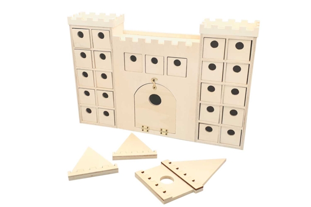 Calendrier de l'Avent en bois : château fort à decorer - Calendriers de l'Avent - 10doigts.fr