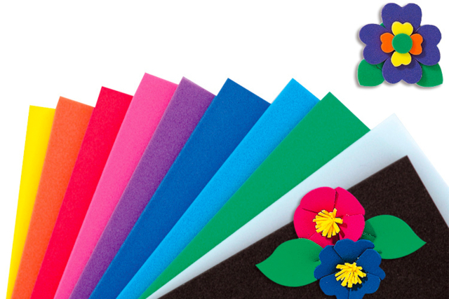Caoutchouc mousse vif 20 x 30 cm - 10 feuilles - Caoutchouc Mousse - 10doigts.fr