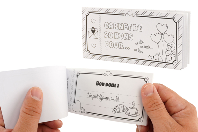 Carnet de 20 bons à colorier fête des parents - Livres de coloriage et dessins : pour apprendre et s'évader - 10doigts.fr