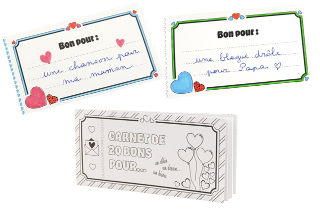Carnet de 20 bons à colorier maman - Livres de coloriage et dessins : pour apprendre et s'évader - 10doigts.fr