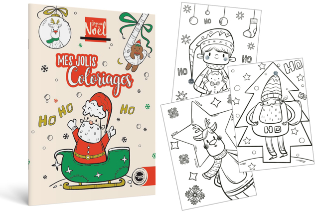 Carnet de 24 pages de coloriage de Noël - Livres de coloriage et dessins : pour apprendre et s'évader - 10doigts.fr