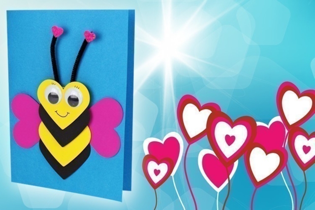 Carte abeille coeurs - Ramettes de papiers - 10doigts.fr