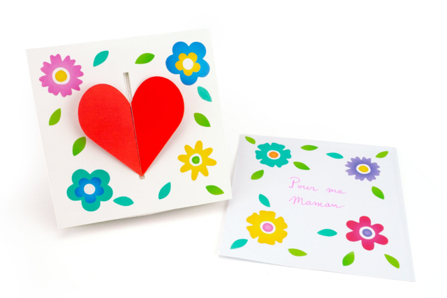 carte coeur et fleurs gommettes - Gommettes Fleurs, Fruits et Légumes - 10doigts.fr