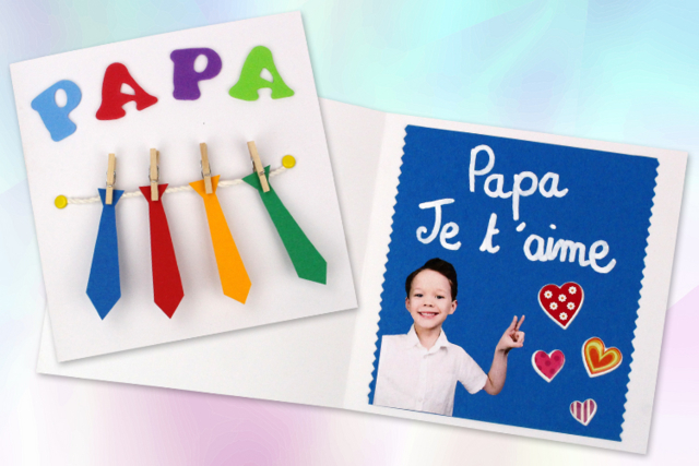 Carte cravates fête des pères - Ciseaux - 10doigts.fr