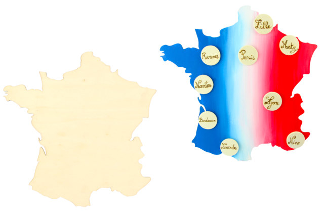 carte départements de france - Supports plats en bois - 10doigts.fr