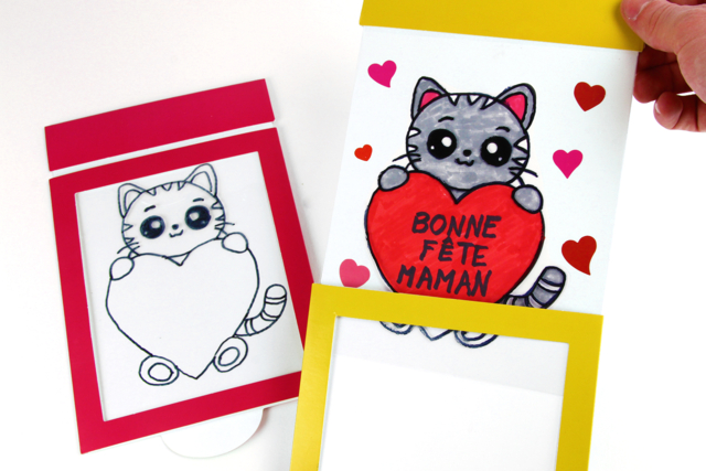 Carte magique : Bonne fête maman - Gommettes cœur : des cœurs adhésifs pour vos activités créatives - 10doigts.fr
