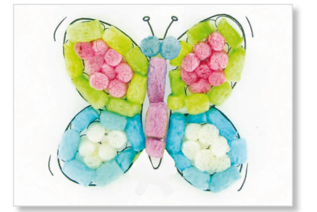 Cartes à décorer avec des flocons de maïs - Activités manuelles avec des flocons de maïs : une matière naturelle et ludique - 10doigts.fr