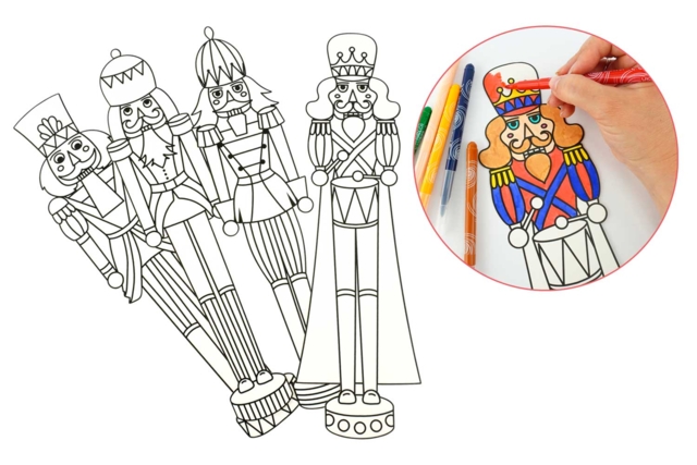 Casse-noisettes à colorier, 40 cm - 4 pièces - Nouveautés de Noël - 10doigts.fr