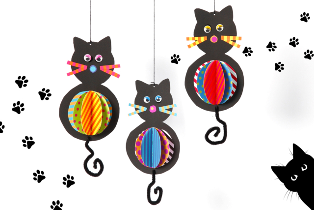 Chats supendus - Papiers à motifs - 10doigts.fr