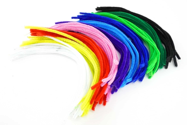 Chenilles colorées 30 cm - Ø 6 mm - Set de 100 - Chenilles, cure-pipe - 10doigts.fr