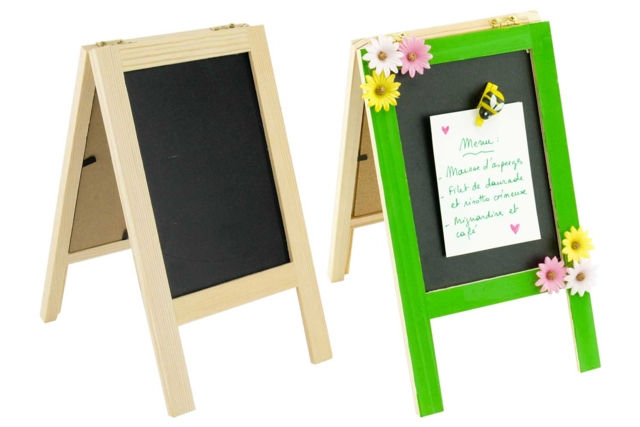 Chevalet Ardoise Double Face en Bois - Ardoises en bois - 10doigts.fr