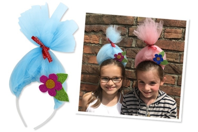 Cheveux de Trolls avec un serre-tête - Bijoux de cheveux - Supports pour Bijoux - 10doigts.fr