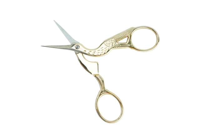 Ciseaux broderie cigogne dorée  - Outils de mercerie - 10doigts.fr