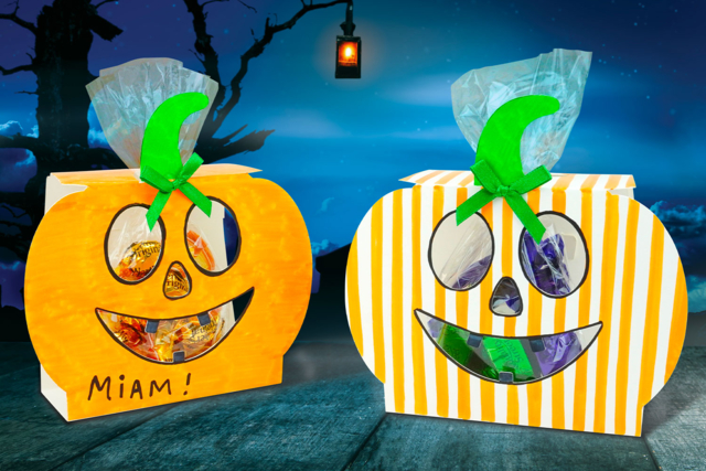 citrouilles en carte forte - Sacs à bonbons Halloween - 10doigts.fr
