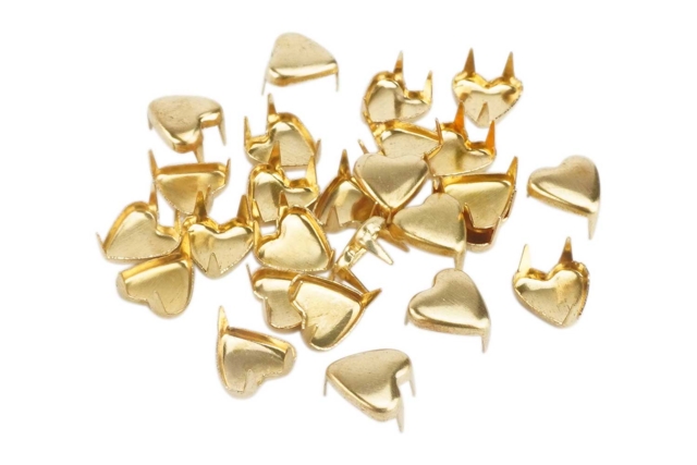 Clous cœurs Dorés - 1 lot (25 clous) - Clous et rivets - 10doigts.fr