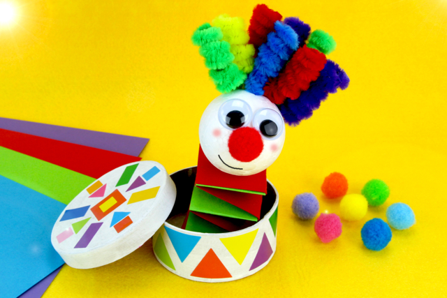 Clown à ressort - Papiers colorés - 10doigts.fr