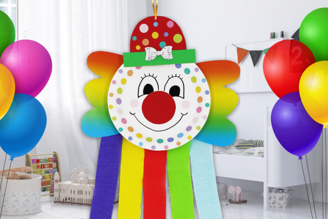 Clown arc-en-ciel - Papier effet et matière - 10doigts.fr