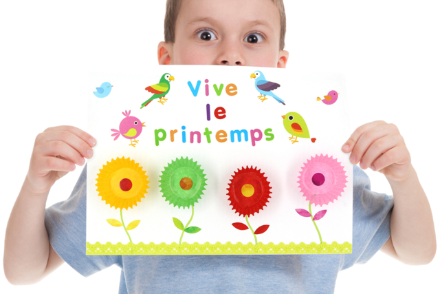 Collage "vive le printemps" - Gommettes Alphabet, messages - 10doigts.fr