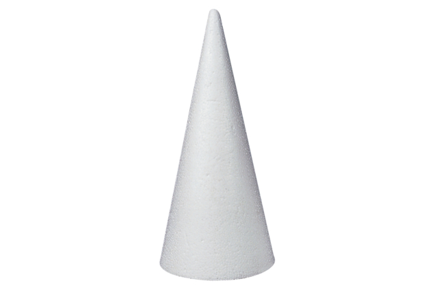 Cône en polystyrène 25 cm x Ø 10 cm - Formes à décorer - Polystyrène - 10doigts.fr