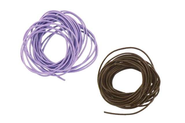 Cordon de cuir  lilas 1 mètre ø 1 mm - Cordons en cuir et coton ciré - 10doigts.fr