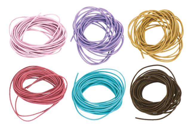 cordons de cuir coloré - Cordons en cuir et coton ciré - 10doigts.fr