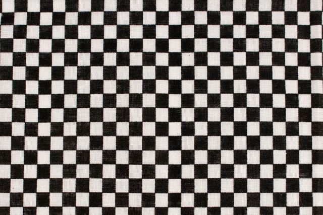 Coupon de tissu en coton imprimé damier noir- 55 x 45,5 cm - Coupons de tissus - 10doigts.fr