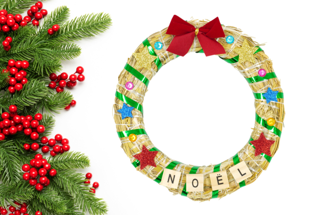 Couronne de Noël en paille - Couronnes de Noël - 10doigts.fr