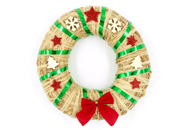 Couronne de Noël en raphia - Nœuds et rubans pour toutes vos créations - 10doigts.fr