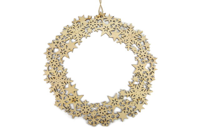 Couronne en bois ajourée 35 cm - Objets en bois Noël - 10doigts.fr