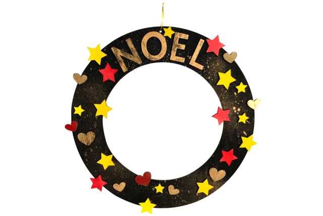 couronne en bois or noir - Couronnes de Noël - 10doigts.fr